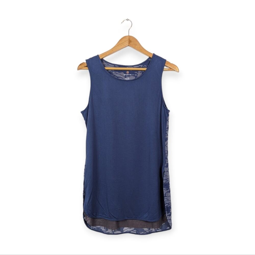 Tangerine Blue Stylish Pattern Back Workout Tank Size M